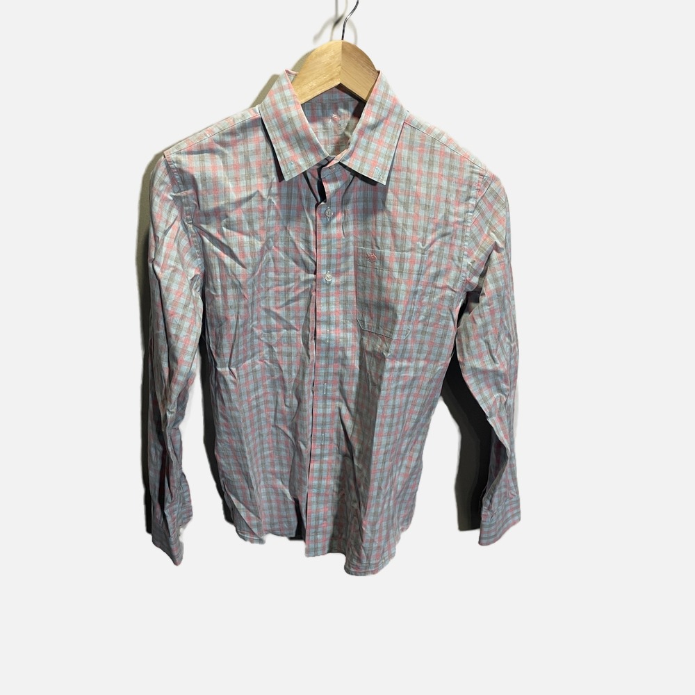 Southern Tide Boys XL Plaid Button Down Shirt Pink Blue Grey Long Sleeve Classic